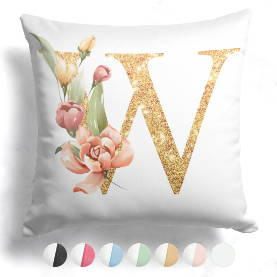 Cojín bicolor personalizado con monograma - Letra W
