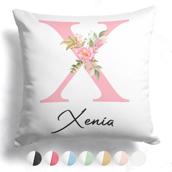 Cojín bicolor personalizado con monograma - Letra X
