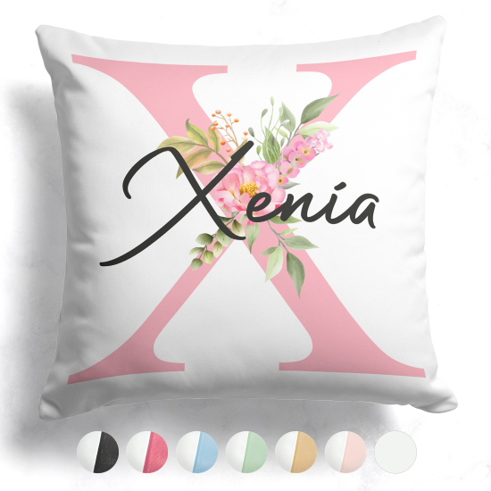 Cojín bicolor personalizado con monograma - Letra X