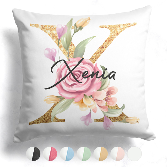 Cojín bicolor personalizado con monograma - Letra X