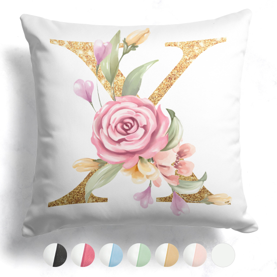 Cojín bicolor personalizado con monograma - Letra X