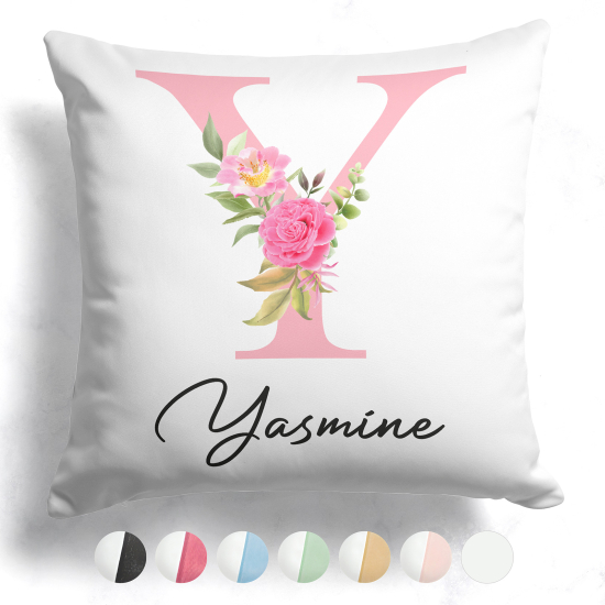 Cojín bicolor personalizado con monograma - Letra Y