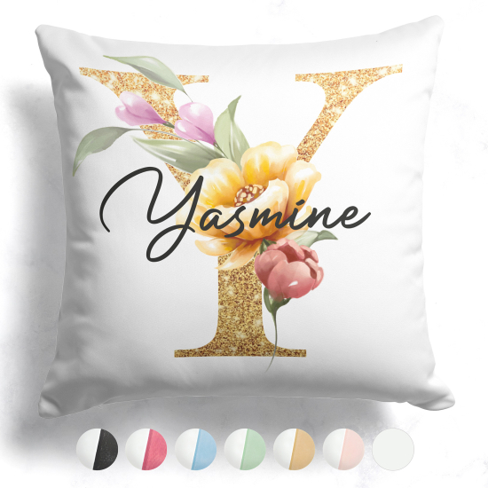 Cojín bicolor personalizado con monograma - Letra Y