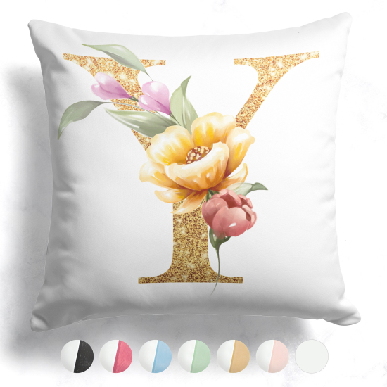 Cojín bicolor personalizado con monograma - Letra Y