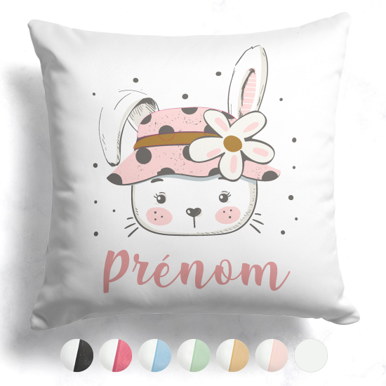 Cojín bicolor personalizado - Coneja flor