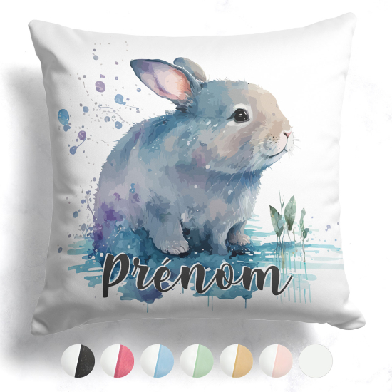 Cojín bicolor personalizado - Conejo en el agua