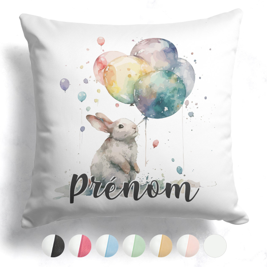 Cojín bicolor personalizado - Conejo globos