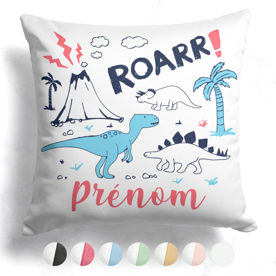 Cojín bicolor personalizado - Dinosaurios