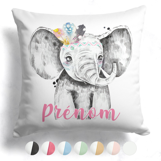 Cojín bicolor personalizado - Elefante indio