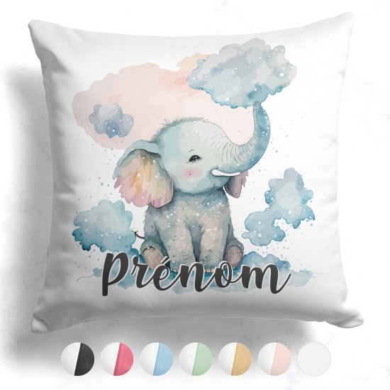 Cojín bicolor personalizado - Elefante nubes