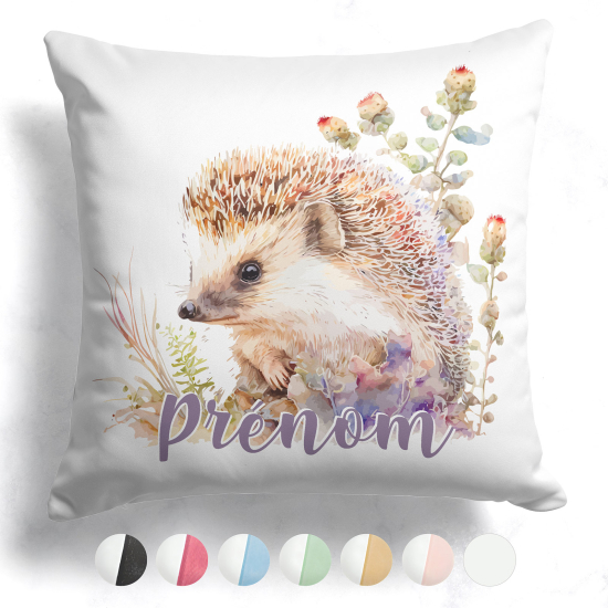 Cojín bicolor personalizado - Erizo flores