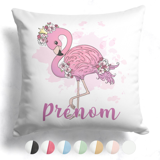Cojín bicolor personalizado - Flamenco rosa