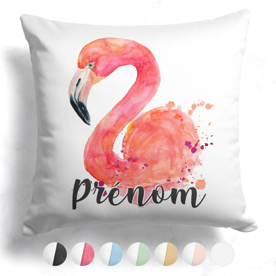 Cojín bicolor personalizado - Flamenco rosa