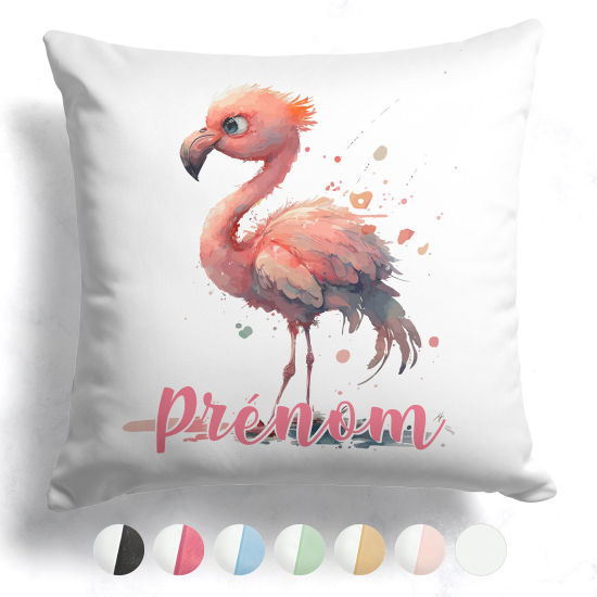 Cojín bicolor personalizado - Flamenco rosa