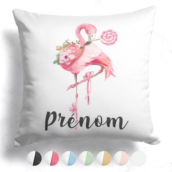 Cojín bicolor personalizado - Flamenco rosa