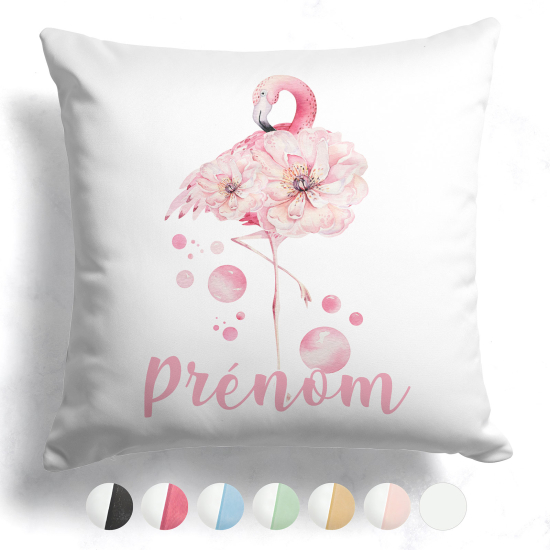 Cojín bicolor personalizado - Flamenco rosa