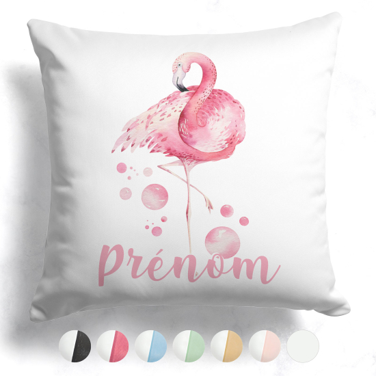 Cojín bicolor personalizado - Flamenco rosa