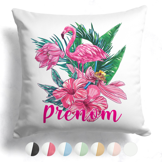 Cojín bicolor personalizado - Flamenco rosa tropical