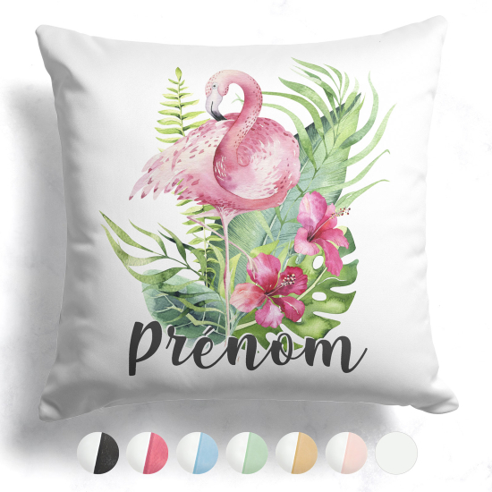 Cojín bicolor personalizado - Flamenco rosa tropical