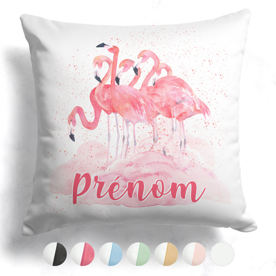 Cojín bicolor personalizado - Flamencos rosas