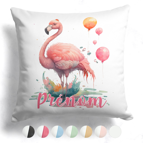 Cojín bicolor personalizado - Flamencos rosas