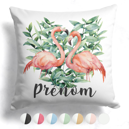 Cojín bicolor personalizado - Flamencos rosas