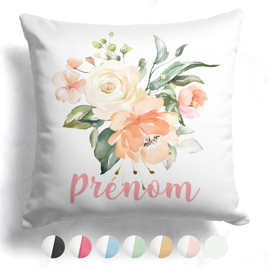 Cojín bicolor personalizado - Flores