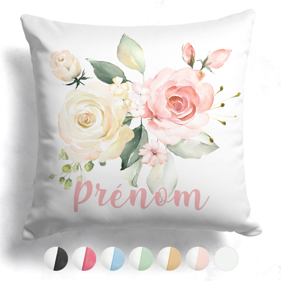 Cojín bicolor personalizado - Flores