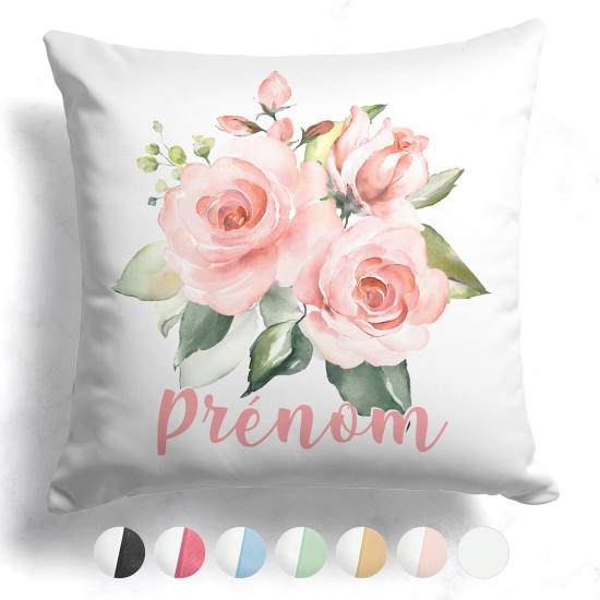 Cojín bicolor personalizado - Flores
