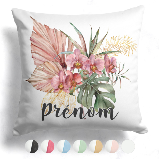 Cojín bicolor personalizado - Flores