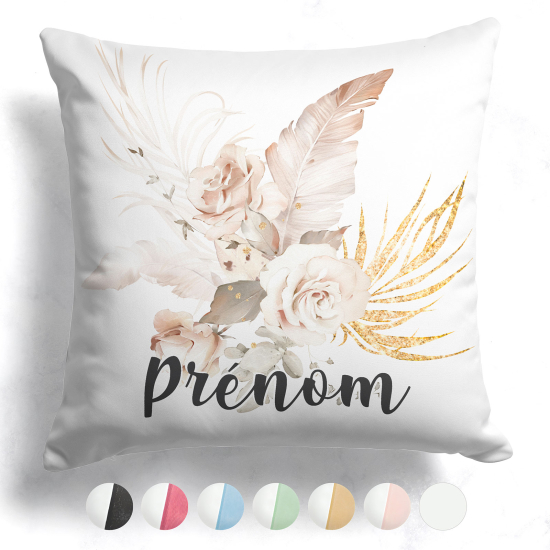 Cojín bicolor personalizado - Flores
