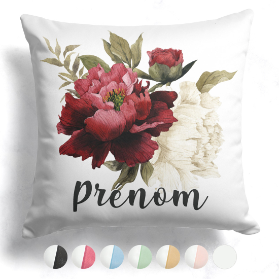 Cojín bicolor personalizado - Flores