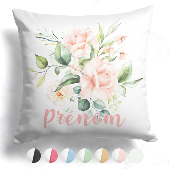Cojín bicolor personalizado - Flores