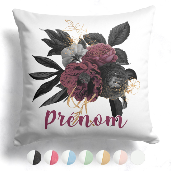 Cojín bicolor personalizado - Flores