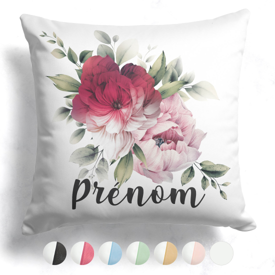 Cojín bicolor personalizado - Flores