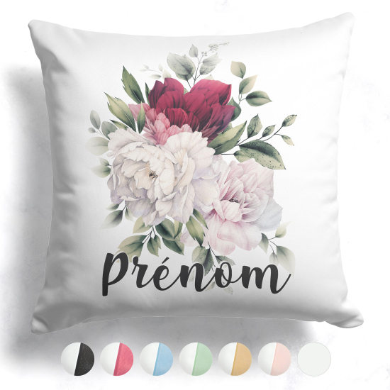 Cojín bicolor personalizado - Flores