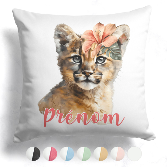 Cojín bicolor personalizado - Gato flor