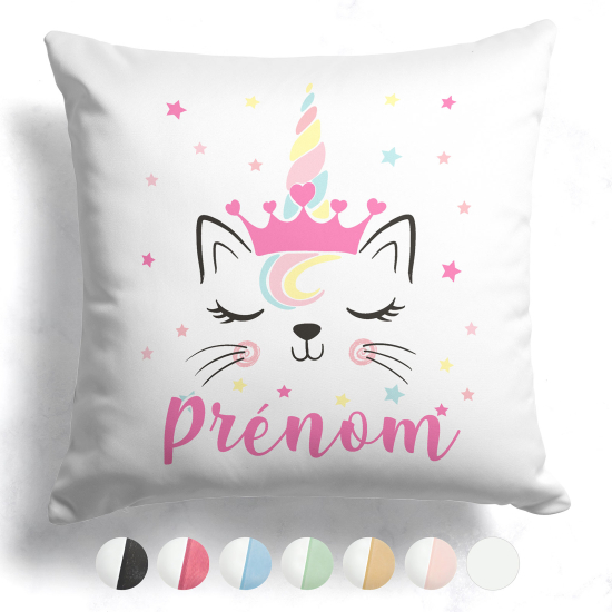Cojín bicolor personalizado - Gato unicornio