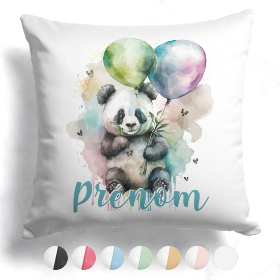 Cojín bicolor personalizado - Globos de panda