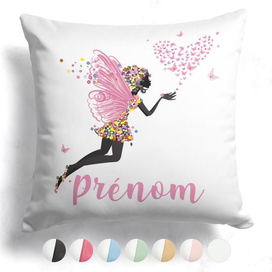 Cojín bicolor personalizado - Hada corazones