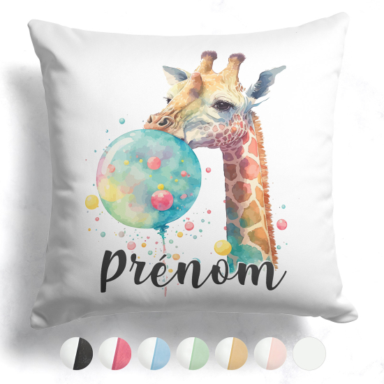 Cojín bicolor personalizado - Jirafa globo