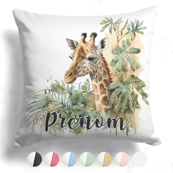 Cojín bicolor personalizado - Jirafa jungla
