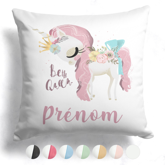 Cojín bicolor personalizado - Licorne sea la reina