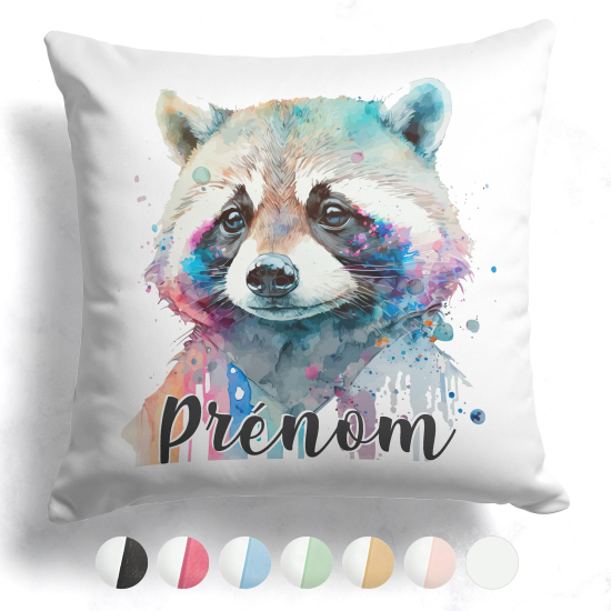 Cojín bicolor personalizado - Mapache
