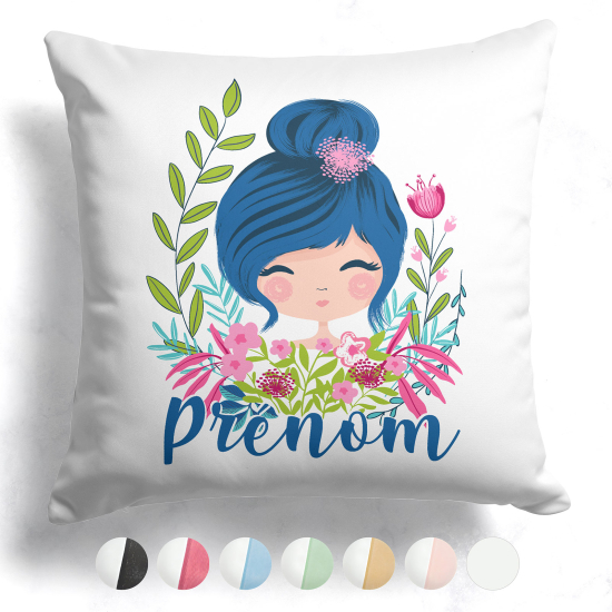 Cojín bicolor personalizado - Niña pequeña