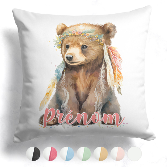 Cojín bicolor personalizado - Osito indio