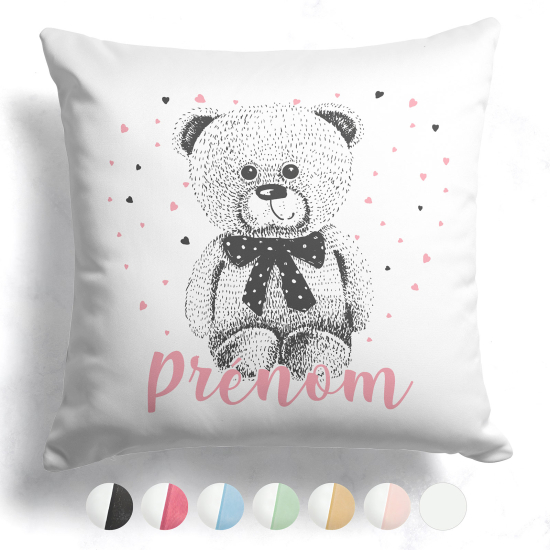 Cojín bicolor personalizado - Ositos corazones