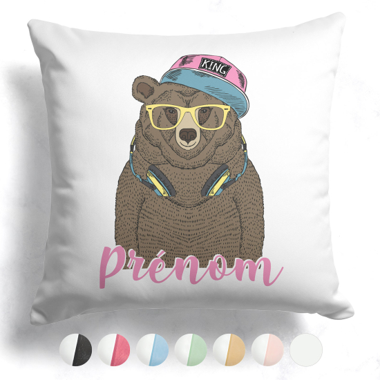 Cojín bicolor personalizado - Oso música