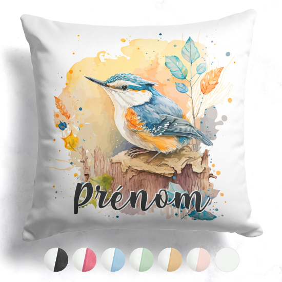 Cojín bicolor personalizado - Pájaro
