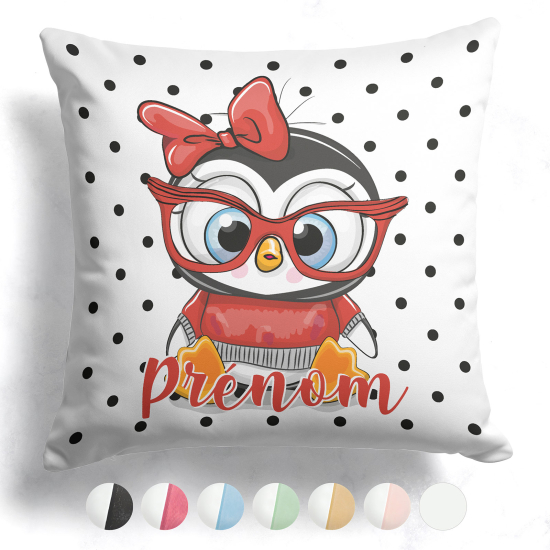 Cojín bicolor personalizado - Pingüino de anteojos